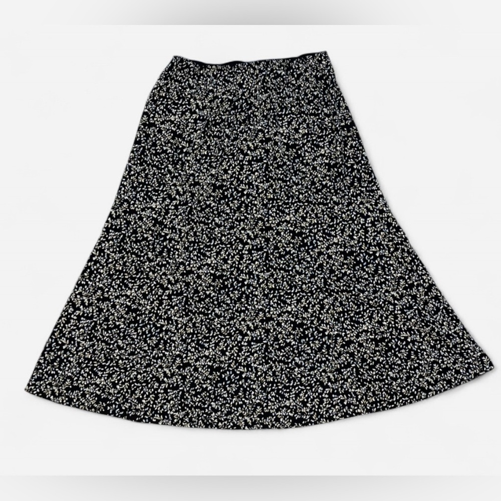 VTG Rena Rowan Black and White Floral Skirt Size L